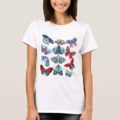 Blue Red Moth and Butterfly T-Shirt (Voorkant)