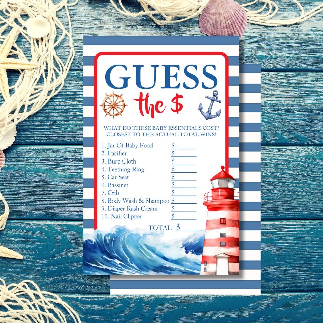 Blue Red Nautical Ahoy Guess the Price Game (Creator heeft geüpload)