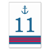 Blue Red Nautical Anchor Table Kaart (Achterkant)