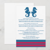 Blue Red Nautical Seahorse Information Kaart (Voorkant / Achterkant)