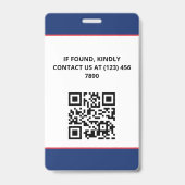 Blue Red Photo & Logo Press ID QR Code Badge (Achterkant)
