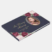Blue Red Pink Gold Floral Foto Memorial Gastenboek (Hoek)