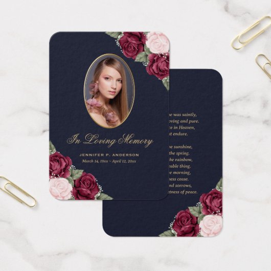 Blue Red Pink Gold Memorial Funeral Prayer Kaart (Kantoor)