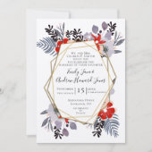 Blue Red Pink Lavender Paarse Floral Wedding Kaart (Voorkant)