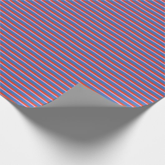 Blue Red Pink Retro Stripe Gift Wrap Pattern Cadeaupapier (Hoek)