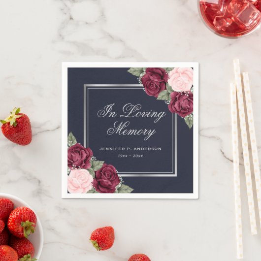 Blue Red Pink Silver Floral Funeral Memorial Servet (Insitu)