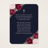 Blue Red Pink Silver Memorial Funeral Prayer Kaart (Achterkant)