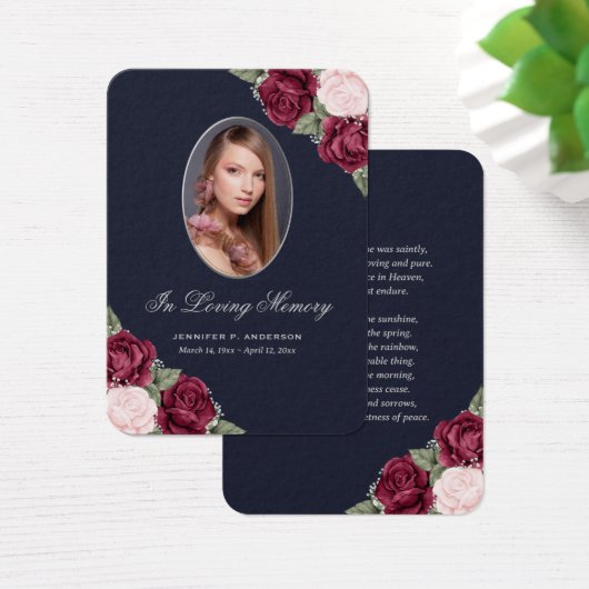 Blue Red Pink Silver Memorial Funeral Prayer Kaart (Bureau)