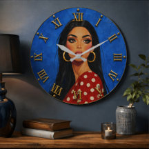 Blue & Red Portrait Modern Fashion Woman Art 
