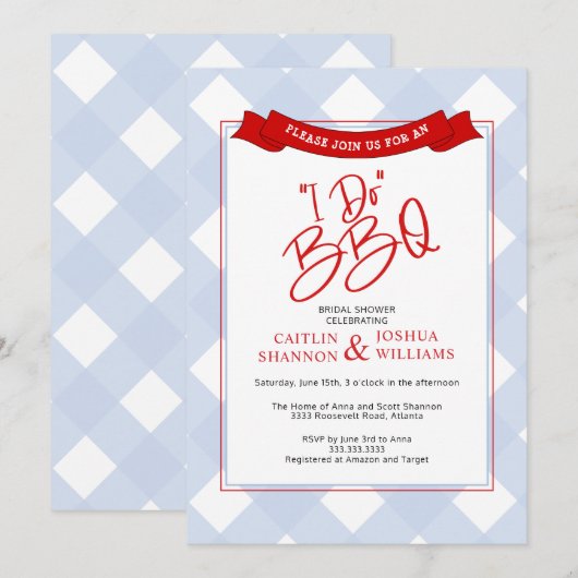 Blue Red Pset I Do BBQ Vrijgezellenfeest Kaart (Voorkant / Achterkant)