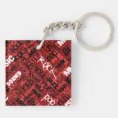 Blue & Red Rock Pop R & B Music Text Sleutelhanger (Achterkant)