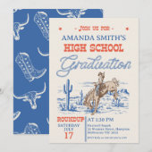 Blue Red Rodeo Cowboy High School Afstuderen Kaart (Voorkant / Achterkant)