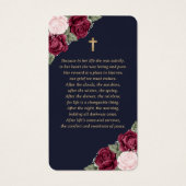 Blue Red Roses Gold Cross Funeral Prayer Kaart (Achterkant)