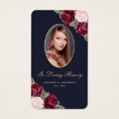 Blue Red Roses Gold Cross Funeral Prayer Kaart (Voorkant)