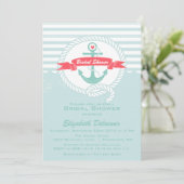 Blue Red Rustic Nautical Bridal Shower Kaart (Staand voorkant)