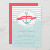 Blue Red Rustic Nautical Bridal Shower Kaart (Voorkant / Achterkant)