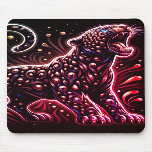 Blue + Red Spotted Leopard On Thick Laptop Tablet Muismat (Voorkant)