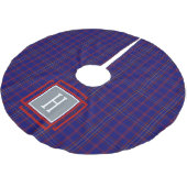 Blue Red Tartan Monogram  Kerstboom Rok (Gekanteld)