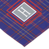 Blue Red Tartan Monogram  Korte Tafelloper (Hoek)