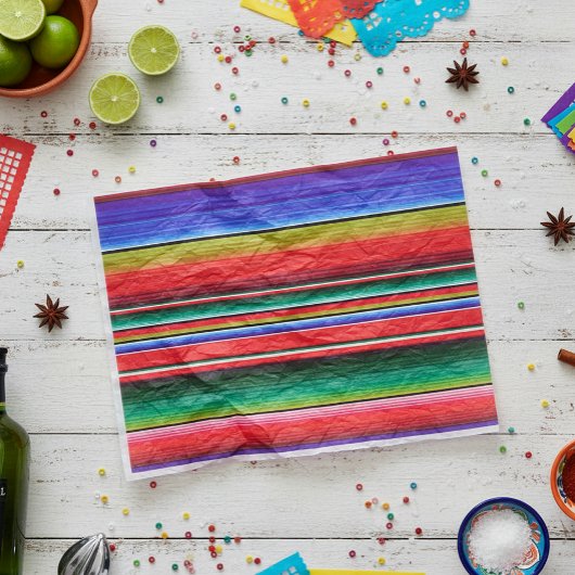 Blue Red Traditional Fiesta Mexican Blanket Tissuepapier