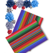 Blue Red Traditional Fiesta Mexican Blanket Tissuepapier