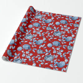Blue Red Vintage met kerstboompluis Cadeaupapier