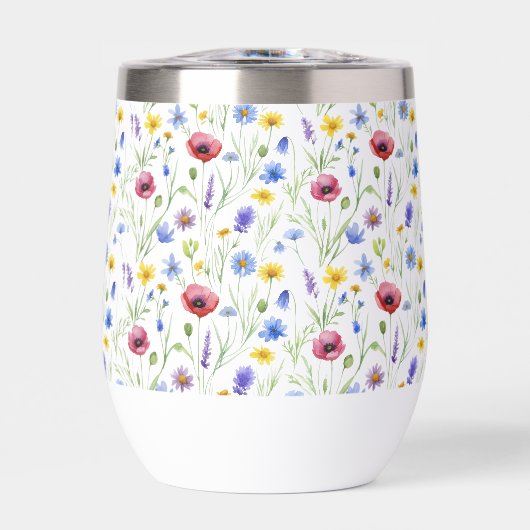 Blue Red Watercolor Wildflower (Voorkant)