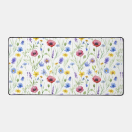 Blue Red Watercolor Wildflower Bureaumat