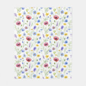 Blue Red Watercolor Wildflower Fleece Deken (Voorkant)