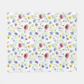Blue Red Watercolor Wildflower Fleece Deken (Voorkant (Horizontaal))