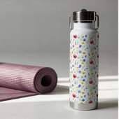 Blue Red Watercolor Wildflower Waterfles