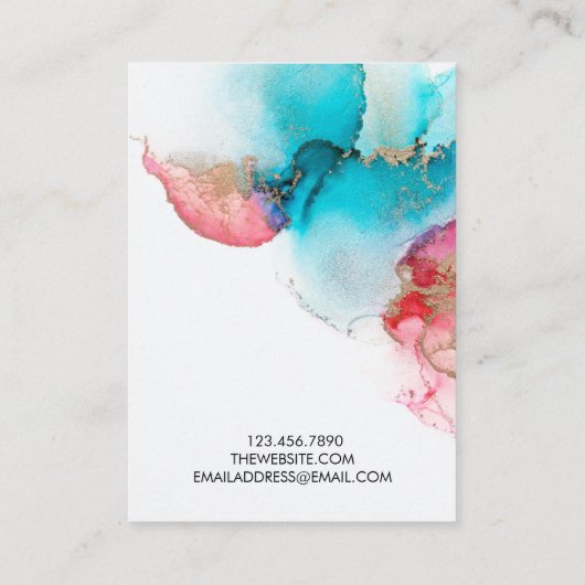 Blue Red Waterverf Gold Earring Display Kaart Visitekaartje (Achterkant)