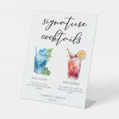 Blue Red Wedding Signature Cocktails Menu Reclamebord Met Voetstuk (Voorkant)