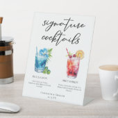 Blue Red Wedding Signature Cocktails Menu Reclamebord Met Voetstuk (Insitu)