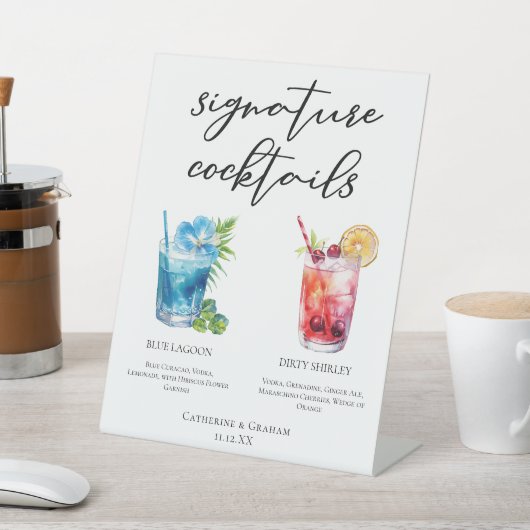Blue Red Wedding Signature Cocktails Menu Reclamebord Met Voetstuk (Insitu)