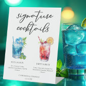 Blue Red Wedding Signature Cocktails Menu Reclamebord Met Voetstuk