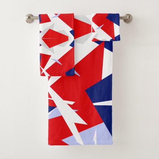 Blue Red White Abstract Art Bath Towels Bad Handdoek (Insitu)