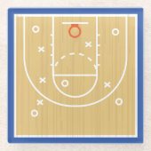 Blue Red White Basketball-sport Glazen Onderzetter (Voorkant)