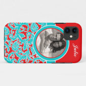 Blue, Red, White Damask iPhone 5 Hoesje met foto (Achterkant (horizontaal))