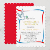 Blue Red White Dove Confirmation Celebration Kaart (Voorkant / Achterkant)