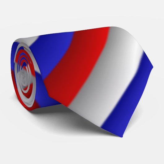 Blue Red White Fractal Art Pattern Monogram Stropdas (Opgerold)