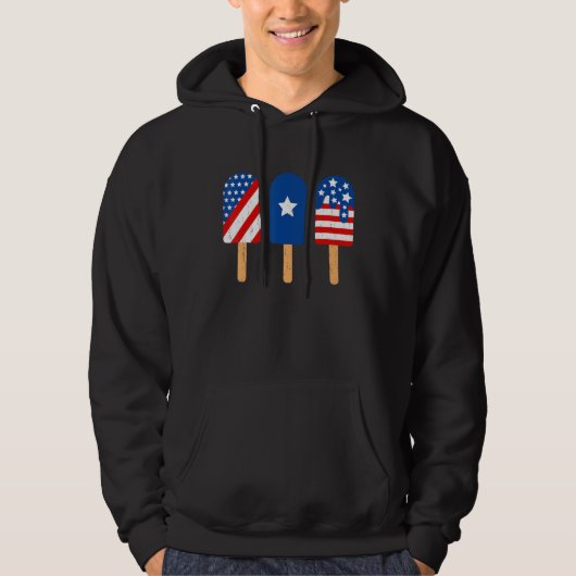 Blue Red White Ice Cream American Flag Funny 4th O Hoodie (Voorkant)