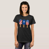 Blue Red White Ice Cream American Flag Funny 4th O T-shirt (Voorkant volledig)