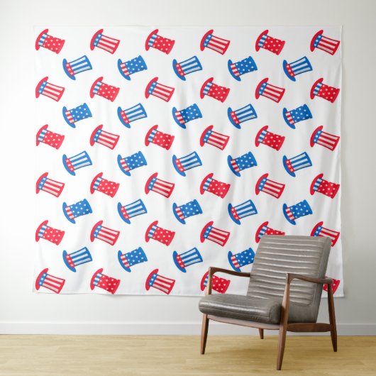 Blue Red & White USA Patriottic Tapestry Backdrop Wandkleed (In Situ (horizontaal))