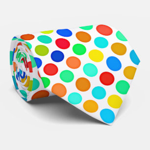 Blue Red Yellow Green Sinaasappel Polka Dots Patte Stropdas