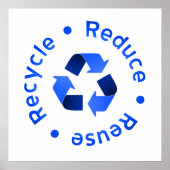 Blue Reduce Reuse Recyclen Poster (Voorkant)