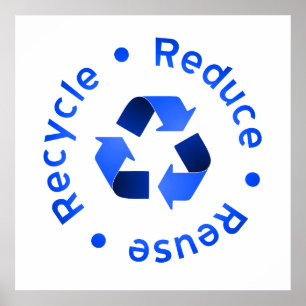 Blue Reduce Reuse Recyclen Poster