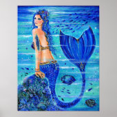 Blue Reef Mermaid poster van Renee Lavoie (Voorkant)