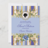 Blue Regency Era Sweet Zestien Uitnodiging (Voorkant)