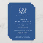 Blue Registered Nurse Caduceus+Laurel Wreate Kaart (Voorkant / Achterkant)